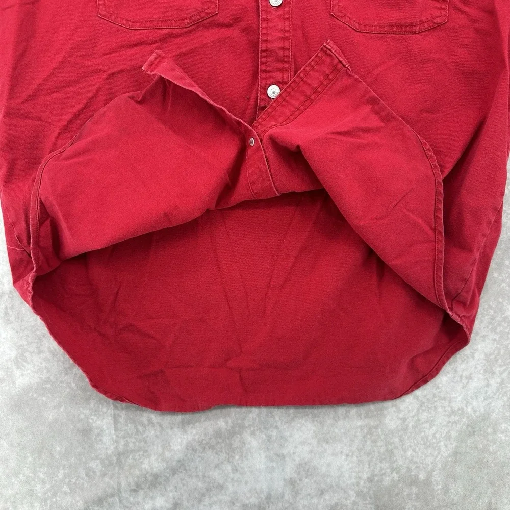 Levi's Red Cotton Denim Jean Western Cowboy Button Down Shirt Men's L